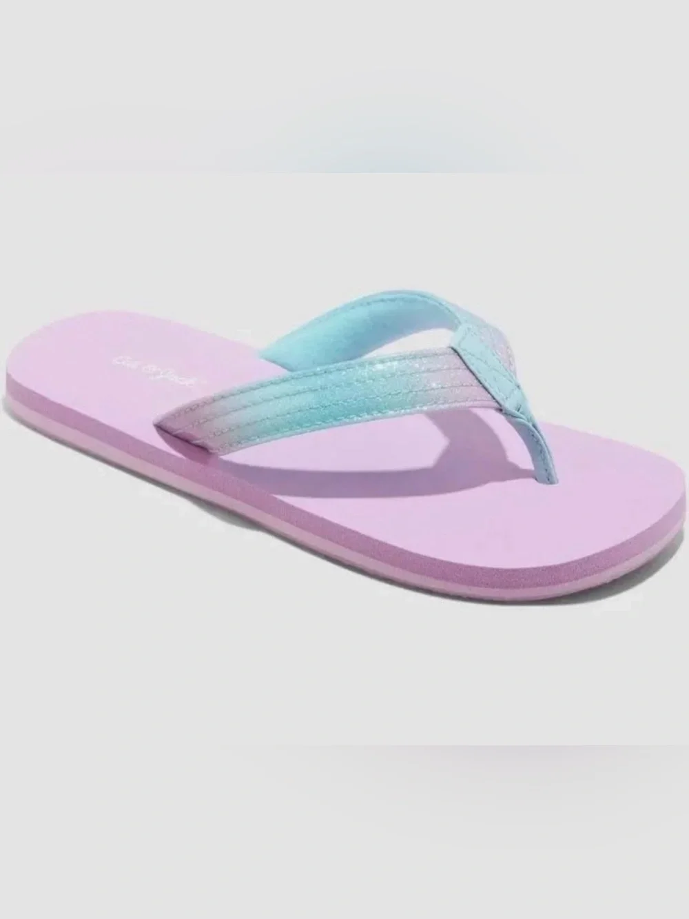 Cat & Jack Pastel Pink Flip-Flops with Aqua Ombre Straps
